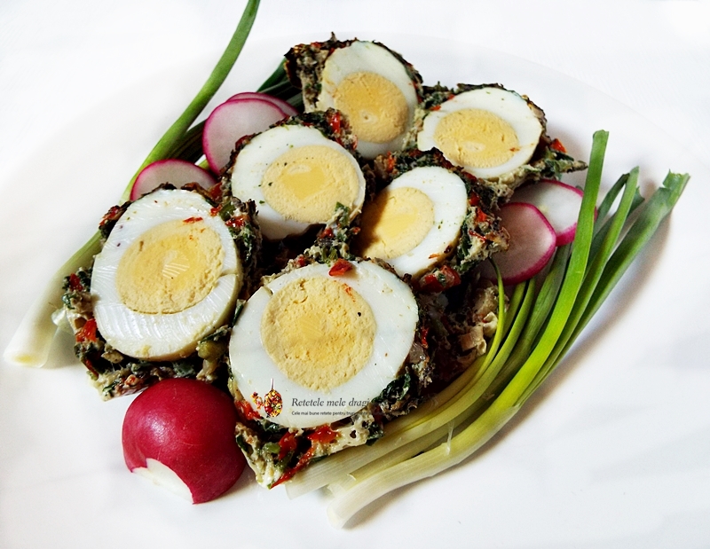 oua in crusta de verdeturi si ciuperci la cuptor 1