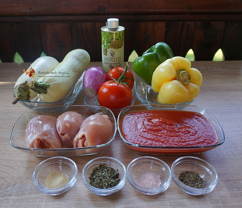 ingrediente pentru ratatouille cu pulpa de pui