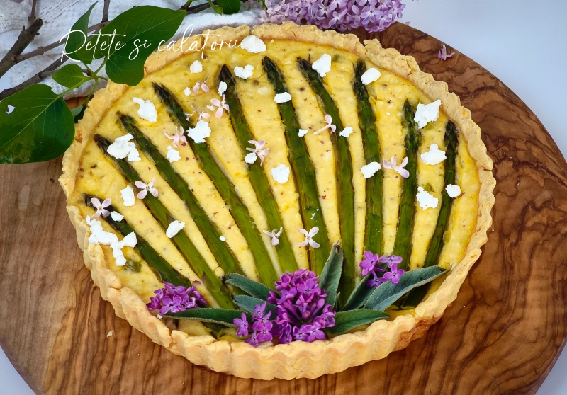 Tarta cu sparanghel si branza de capra 