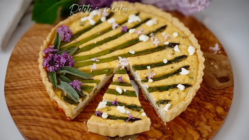 Tarta cu sparanghel si branza de capra